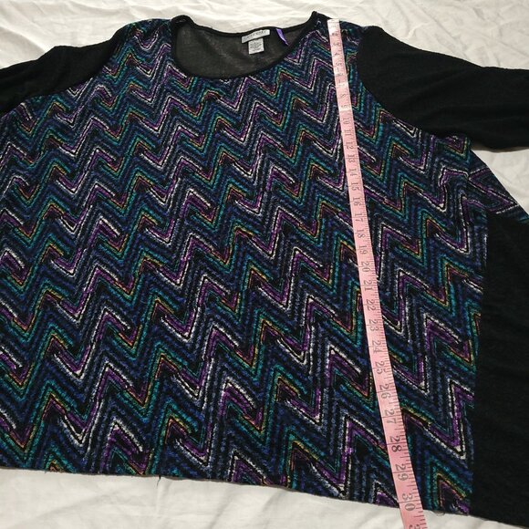 Catherines Tunic Shirt Chevron Gauze Petite Trapeze Flowy Zig Zag Colorful 3X WP - Picture 9 of 11